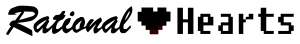 Rational Hearts logo: 'Rational' in cursive, 'Hearts' in a pixelated code-like script, and a pixelated heart between the two.